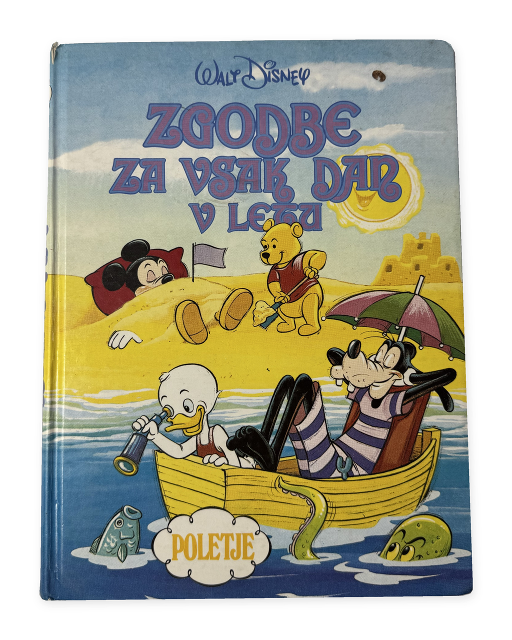Zgodbe za vsak dan v letu – Poletje, Walt Disney – platnica z ohranjeno obrabo in madežem, na belem ozadju