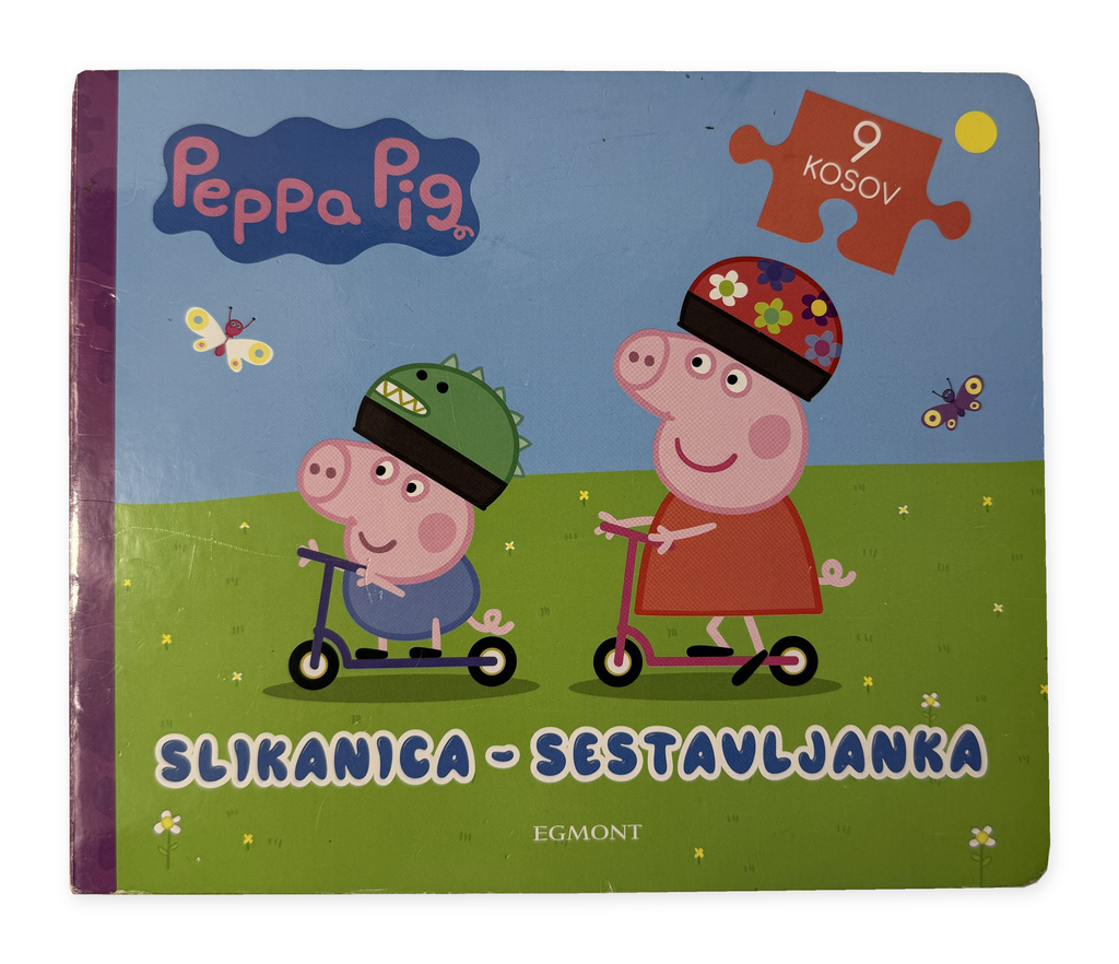 Peppa Pig – slikanica-sestavljanka, platnica s Pepo in Juretom na skirojih, Egmont