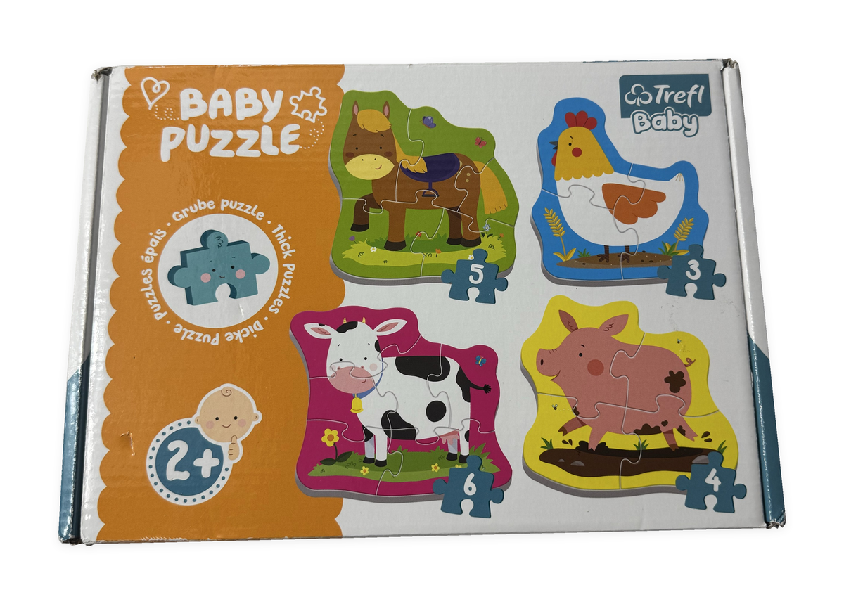 Trefl Baby Puzzle Živali na kmetiji – originalna škatla z vidno obrabo