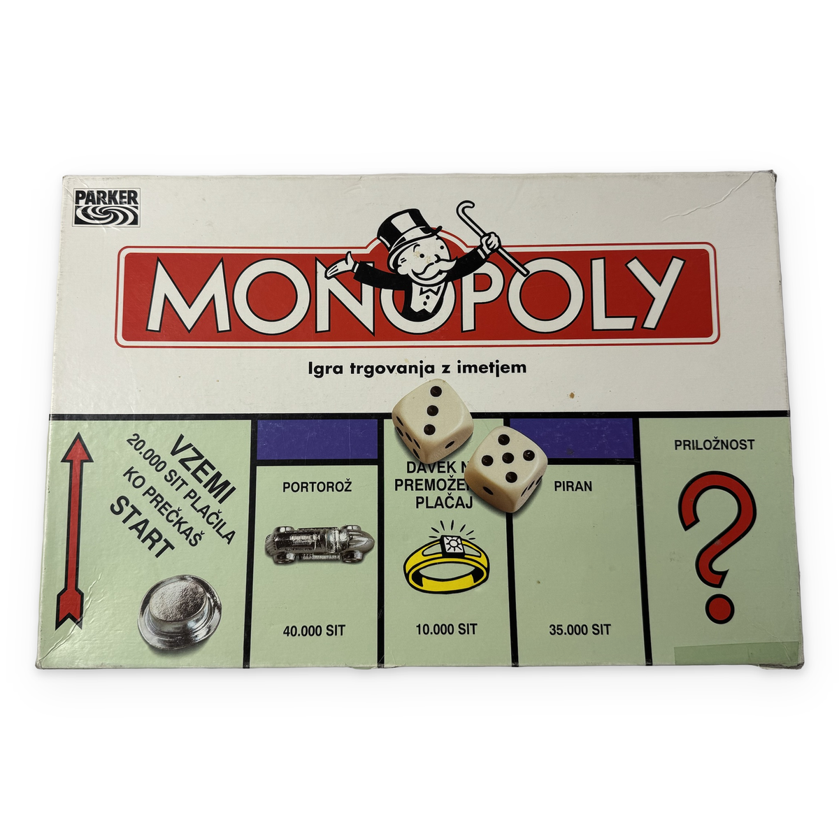 Monopoly slovenska izdaja Parker – pokrov škatle