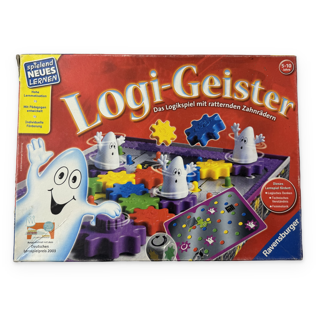 Ravensburger Logi-Geister – pokrov škatle z vidno obrabo