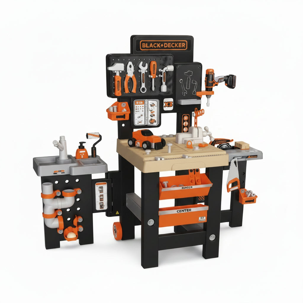 Smoby Black+Decker Mega Center delavnica z 100 dodatki – 117 cm (367)