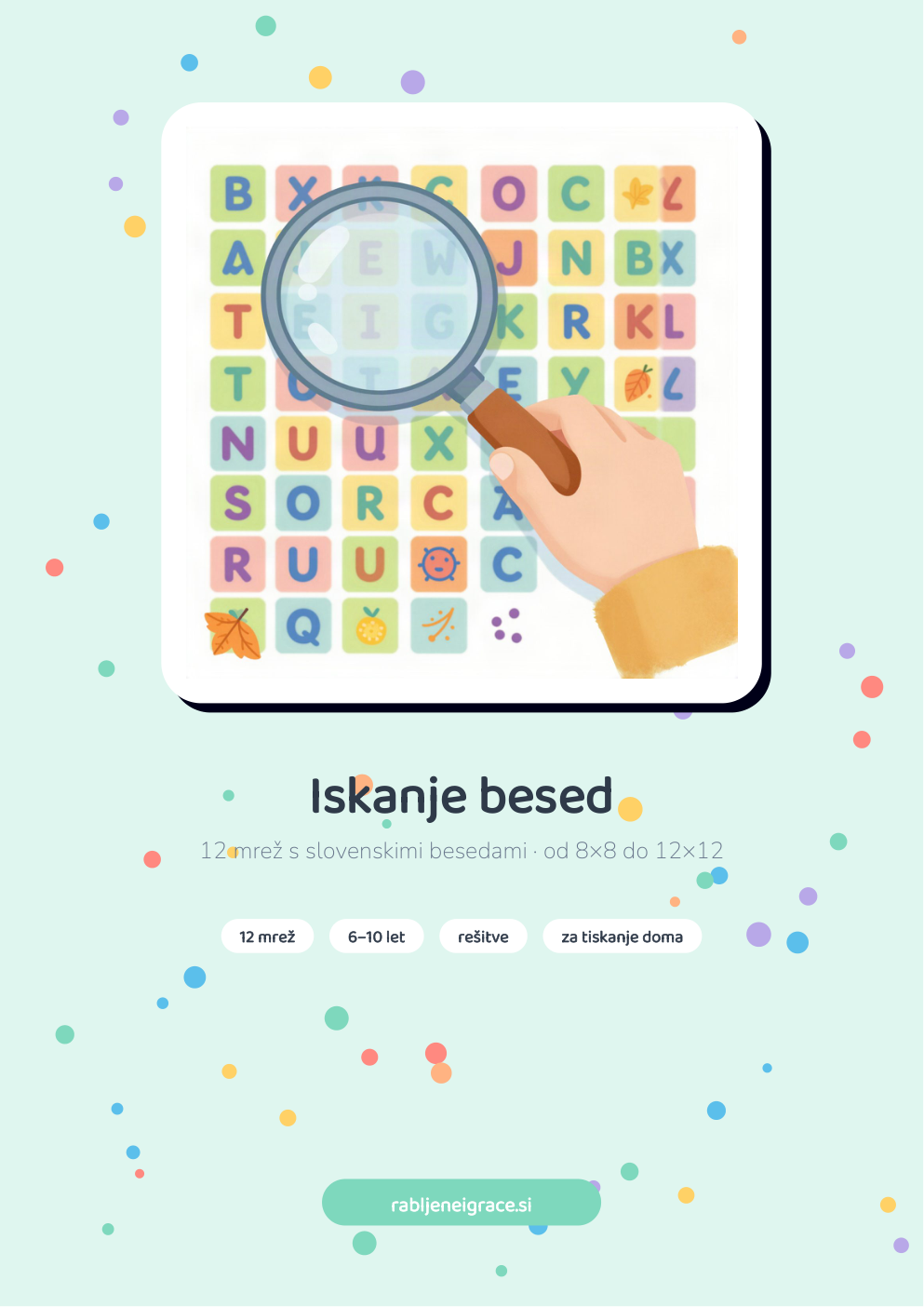 Iskanje besed za otroke – naslovnica PDF