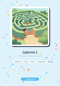 Labirinti 2 – naslovnica PDF-ja s težjimi labirinti za otroke 8–12 let
