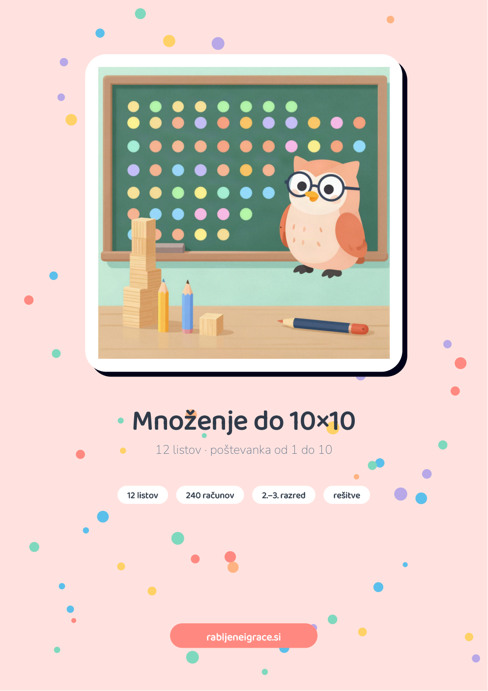 Naslovnica delovnih listov Množenje do 10×10