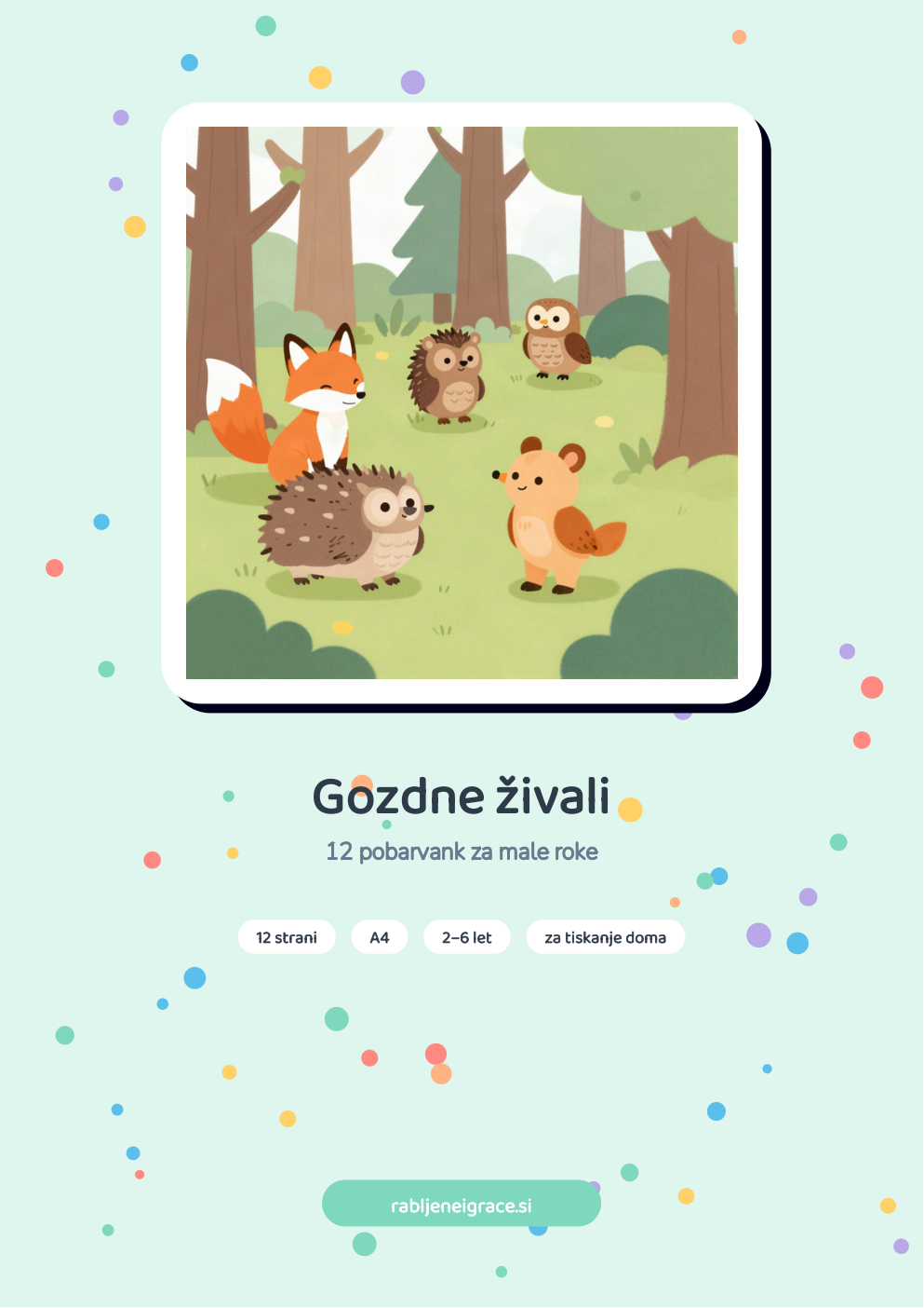 Pobarvanka Gozdne živali – naslovnica