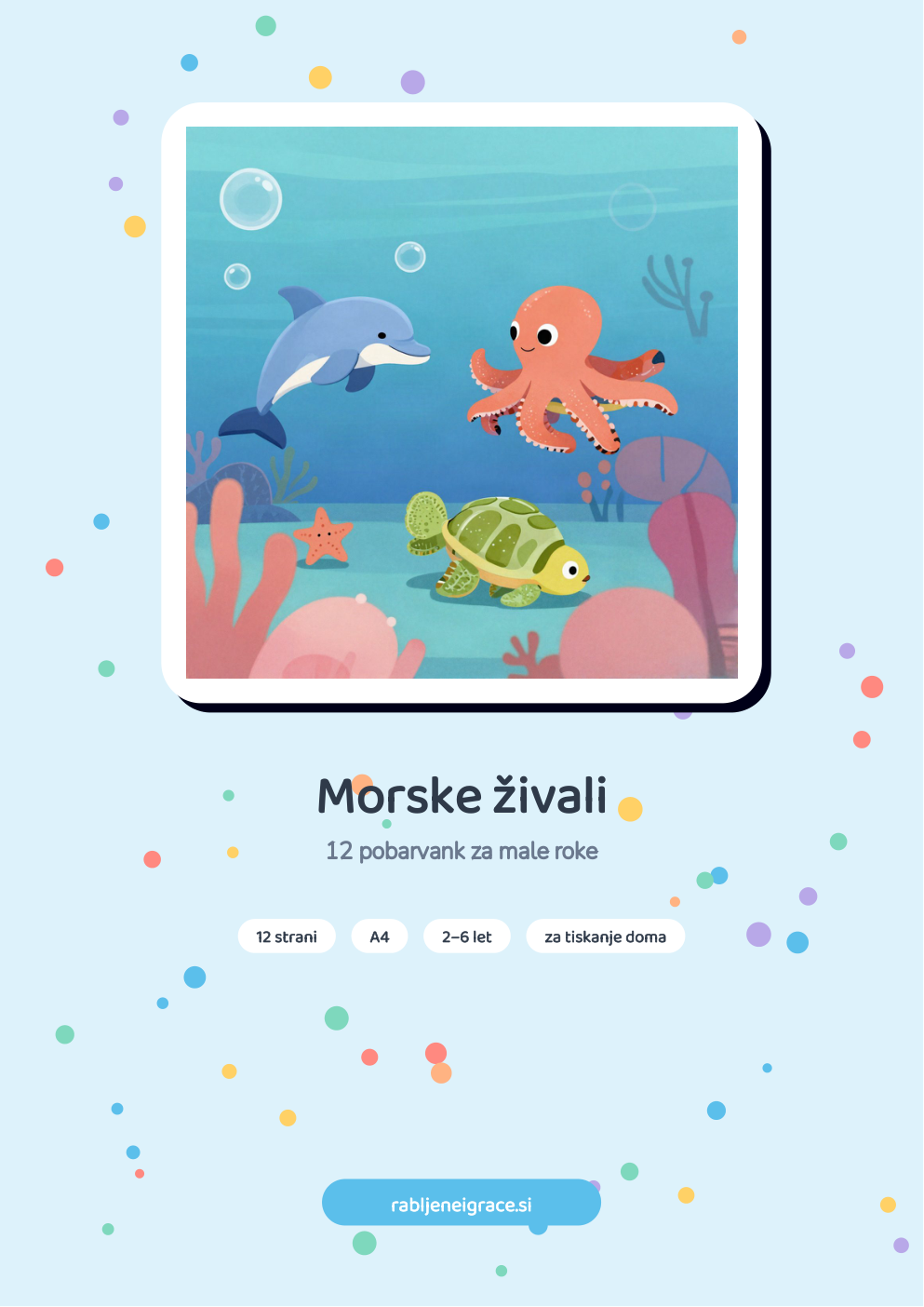Pobarvanka Morske živali – naslovnica