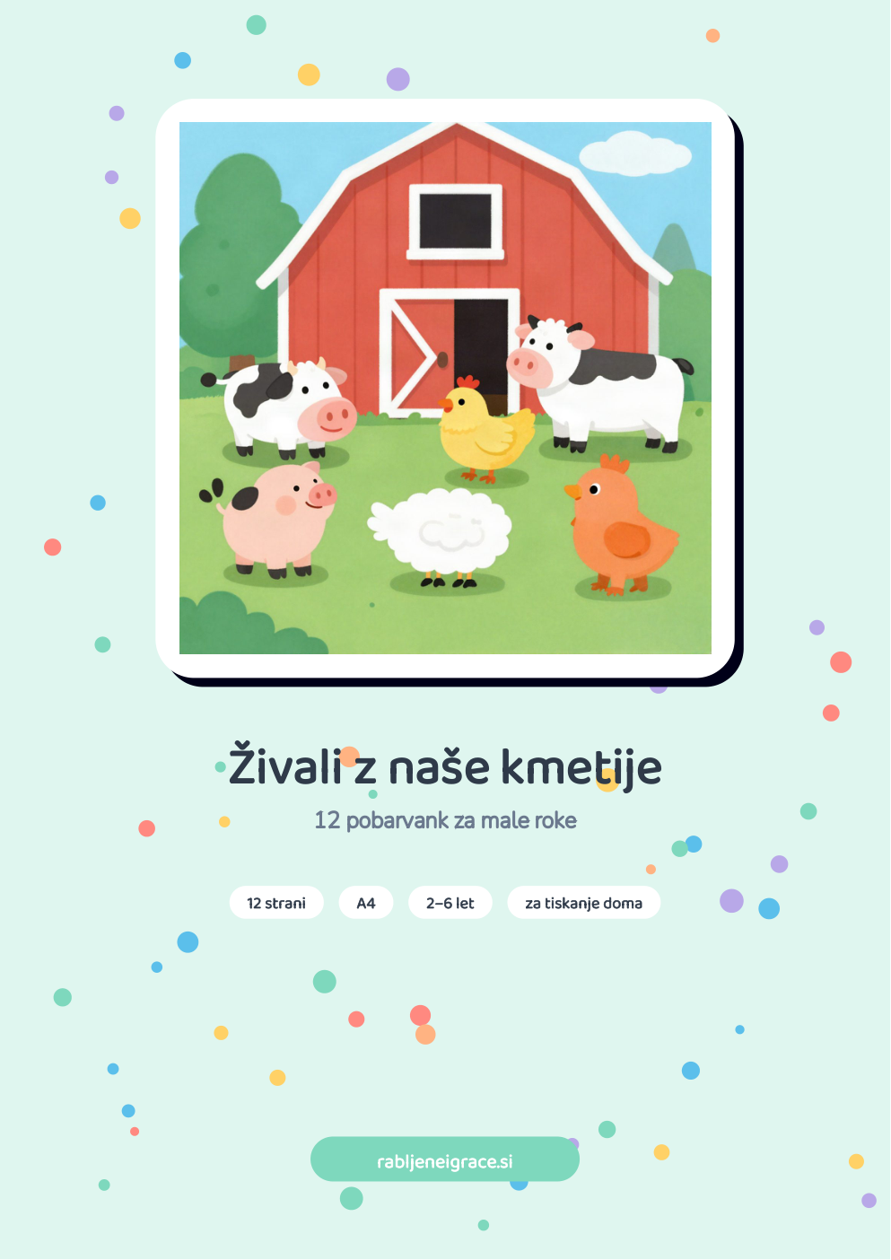 Pobarvanka Živali z naše kmetije – naslovnica