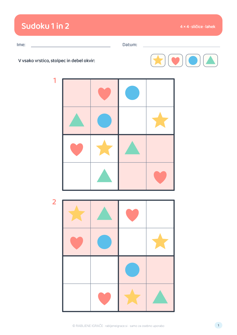 Sudoku 4×4 s sličicami